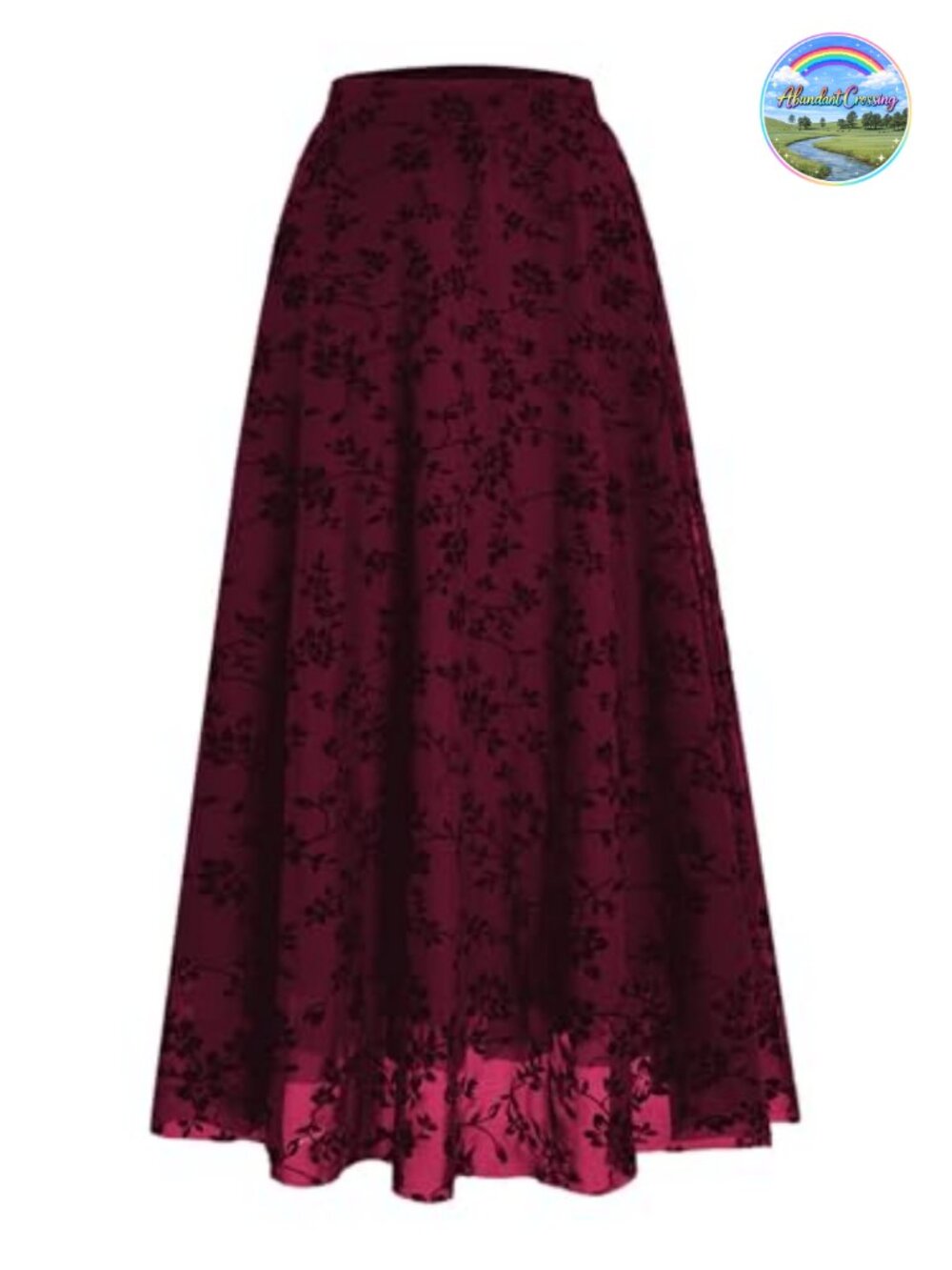 Y2K Boho Floral Maxi Skirt with Mesh Ruffle High Waist